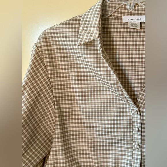 Kirious Los Angeles Womens Tan Plaid Crop Top Cinched Waist Size Large - Picture 5 of 8